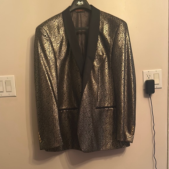 TALLIA Black and Gold Tuxedo with Shimmering Metallic Fabric - Picture 1 of 8